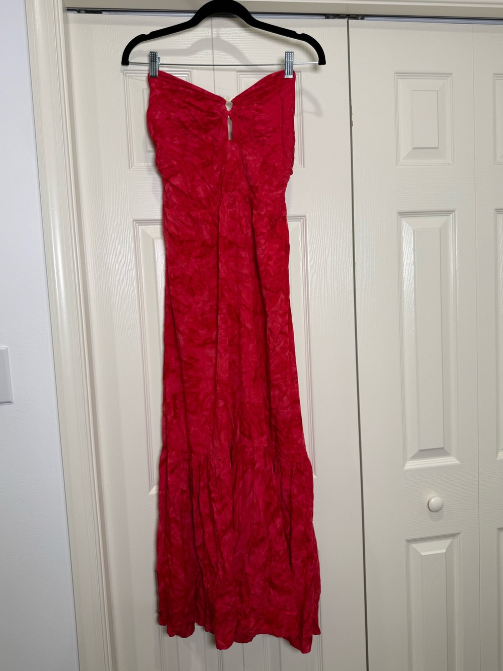 Tiare Hawaii Strapless Red Heart Maxi Dress Smocked Back Size M/L Medium Large